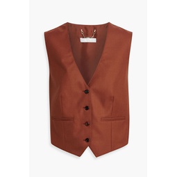 Satin-paneled wool-canvas vest