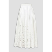 Broderie anglaise cotton-poplin midi skirt