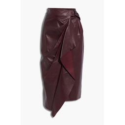 Fiova wrap-effect leather midi skirt