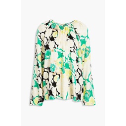 Floral-print satin blouse