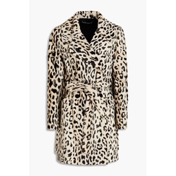 Double-breasted leopard-print faux fur coat