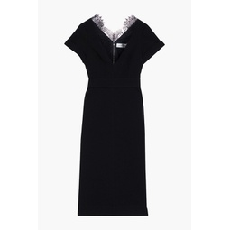 Chantilly lace-trimmed crepe dress