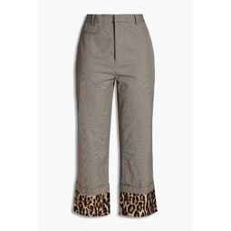 Cropped houndstooth cotton straight-leg pants