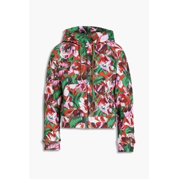 Floral-print organic cotton-fleece hoodie