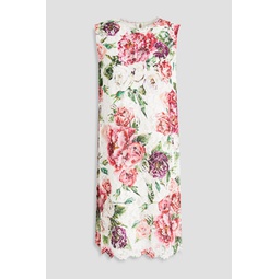 Floral-print cotton-blend corded lace mini dress