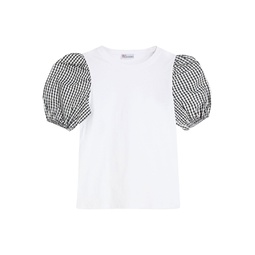 Taffeta-paneled cotton-jersey T-shirt