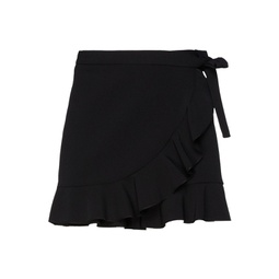 Skirt-effect ruffled crepe shorts