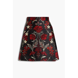 Metallic brocade mini skirt