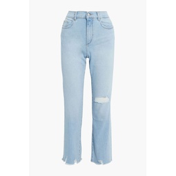Patti cropped distressed mid-rise straight-leg jeans