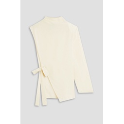 Land one-sleeve asymmetric silk-chiffon blouse