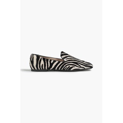Zebra-print calf hair loafers