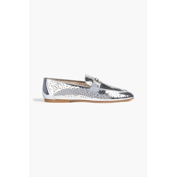 Double T laser-cut mirrored-leather loafers