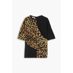 Draped leopard-print silk top