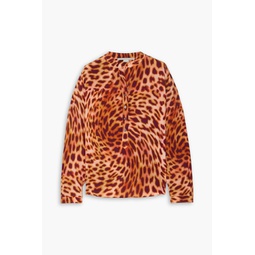 Leopard-print silk crepe de chine shirt