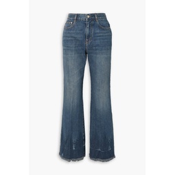 Frayed high-rise flared jeans