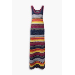 Striped cashmere and wool-blend maxi dress