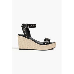 Studded leather espadrille wedge sandals