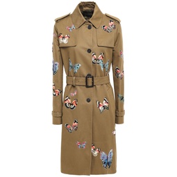 Embroidered cotton-gabardine trench coat