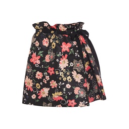 Pleated floral-print faille mini skirt