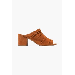 Ruched suede mules